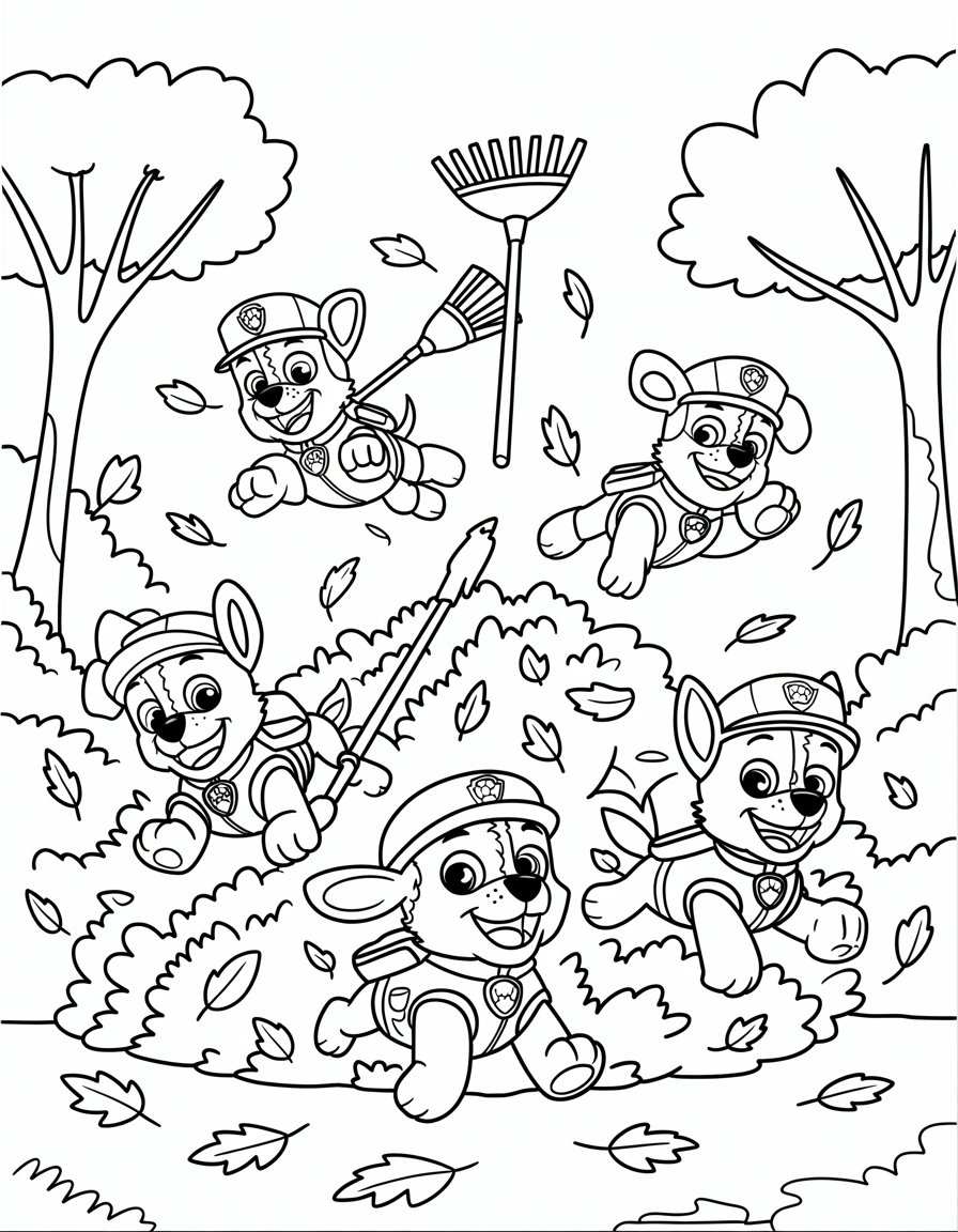 Fall Leaf Pile Fun